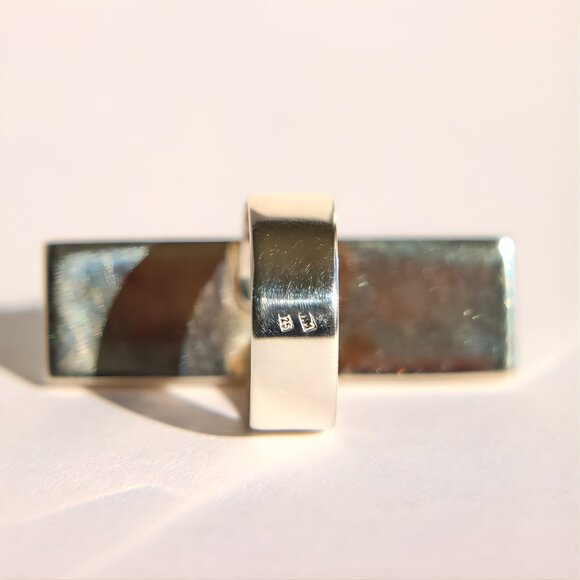 Turquoise and Baltic Amber Mosaic Ring- Sterling Silver -Adjustable Size - Picture 5 of 7
